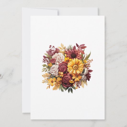 Bruine en gele bloemige bruidsdouche kaart (Achterkant)
