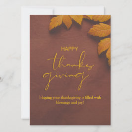 Bruine en gele minimalistische Thanksgiving-kaart