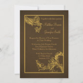 bruine en goudbaronke swoosh Wedding Kaart (Voorkant)