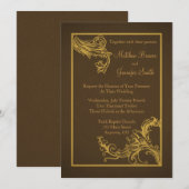 bruine en goudbaronke swoosh Wedding Kaart (Voorkant / Achterkant)
