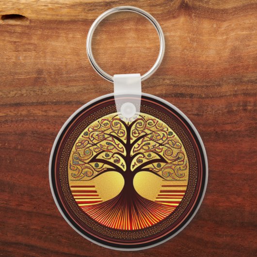 Bruine en goudboom van de Sleutelhanger van het le (Achterkant)