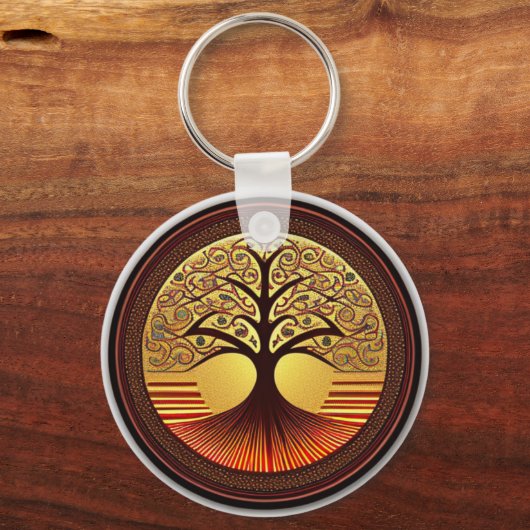 Bruine en goudboom van de Sleutelhanger van het le (Voorkant)