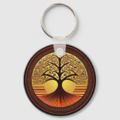 Bruine en goudboom van de Sleutelhanger van het le (Achterkant)