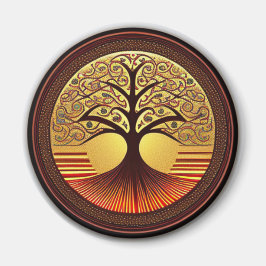 Bruine en goudboom van het leven Magnet
