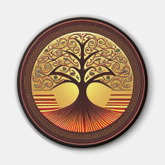 Bruine en goudboom van het leven Magnet (Voorkant)