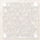 Bruine en gouden bloemdamast glazen onderzetter (Achterkant)