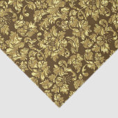 Bruine en gouden  bloemdamast tissuepapier (Detail)