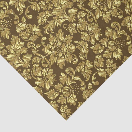 Bruine en gouden  bloemdamast tissuepapier (Detail)