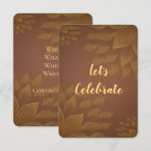 Bruine en gouden bloemen kaart (Voorkant / Achterkant)