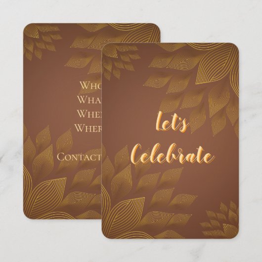 Bruine en gouden bloemen kaart (Voorkant / Achterkant)