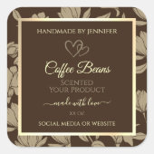 Bruine en Gouden Bloemen Product Etiketten met Har (Voorkant)