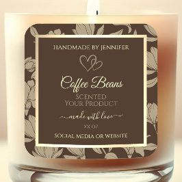 Bruine en Gouden Bloemen Product Etiketten met Har