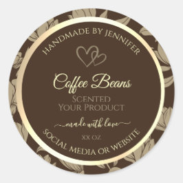 Bruine en Gouden Bloemen Product Etiketten met Har