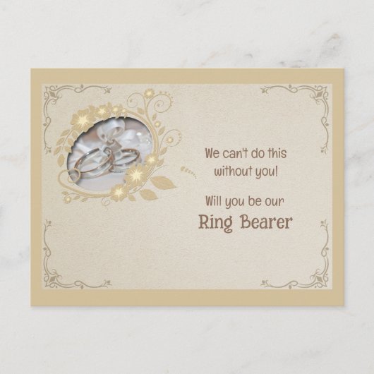 Bruine en gouden bloemring dragende uitnodiging (Voorkant)