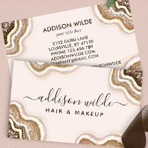 Bruine en gouden glitters agaat geode visitekaartj