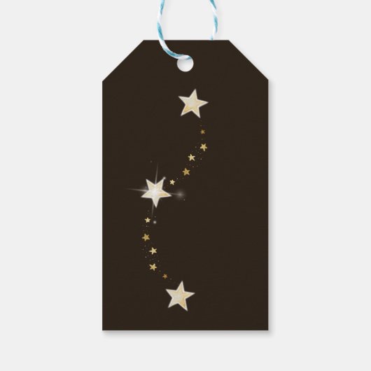 Bruine en gouden kerstboom en sterren cadeaulabel (Achterkant)