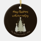 Bruine en gouden kerstboom en sterren keramisch ornament (Voorkant)