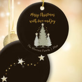 Bruine en gouden kerstboom en sterren keramisch ornament