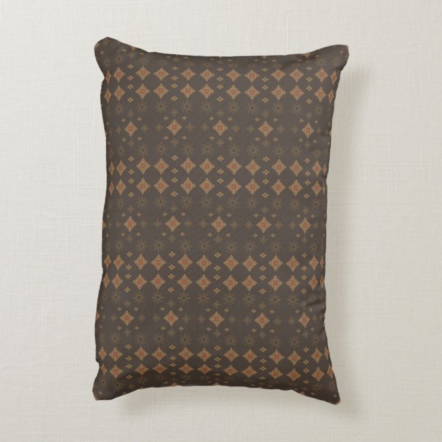 Bruine en gouden retro vibes accent kussen (Achterkant (Verticaal))