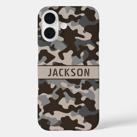 Bruine en grijze camouflage gepersonaliseerd Case-Mate iPhone case (Achterkant)