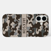 Bruine en grijze camouflage gepersonaliseerd Case-Mate iPhone case (Achterkant (horizontaal))