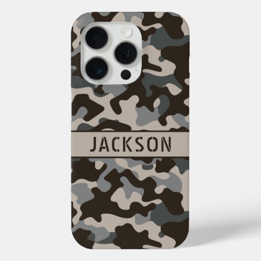 Bruine en grijze camouflage gepersonaliseerd Case-Mate iPhone case (Achterkant)