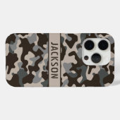 Bruine en grijze camouflage gepersonaliseerd Case-Mate iPhone case (Achterkant (horizontaal))
