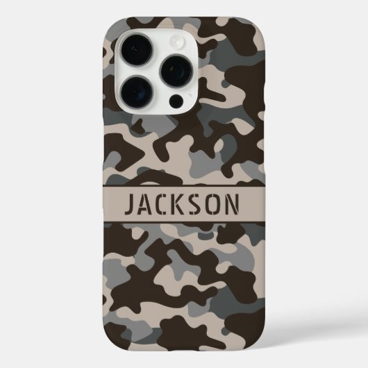 Bruine en grijze camouflage gepersonaliseerd Case-Mate iPhone case (Achterkant)