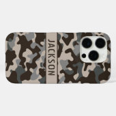Bruine en grijze camouflage gepersonaliseerd Case-Mate iPhone case (Achterkant (horizontaal))