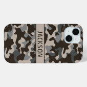 Bruine en grijze camouflage gepersonaliseerd Case-Mate iPhone case (Achterkant (horizontaal))