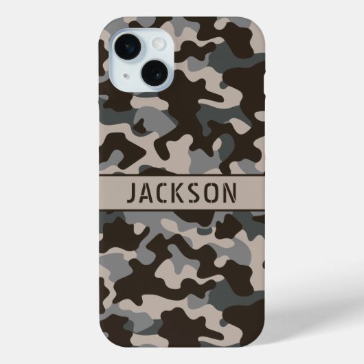 Bruine en grijze camouflage gepersonaliseerd Case-Mate iPhone case (Achterkant)
