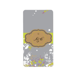 Bruine en grijze Floral Wedding Hershey's Miniatuu Etiket