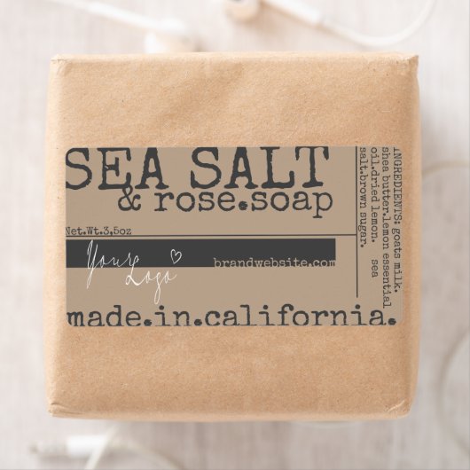 Bruine en Grijze Zeep Product Verpakking Aangepast Etiket (Insitu)