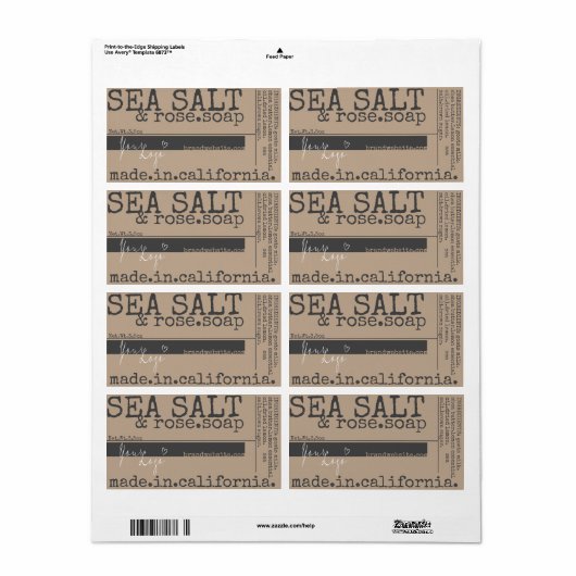 Bruine en Grijze Zeep Product Verpakking Aangepast Etiket (Full Sheet)