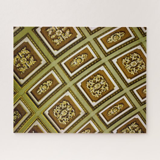 Bruine en groene architectuur legpuzzel (Horizontaal)