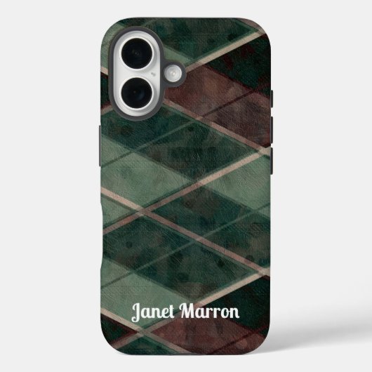 Bruine en groene diamanten iPhone / iPad case (Achterkant)