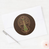 Bruine en groene gitaar Tree of Life Ronde Sticker (Envelop)