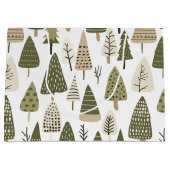 bruine en groene kerstbomen groot cadeauzakje (Voorkant)