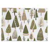 bruine en groene kerstbomen groot cadeauzakje (Achterkant)