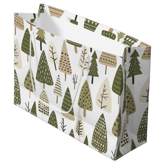 bruine en groene kerstbomen groot cadeauzakje (Voorkant Gekanteld)