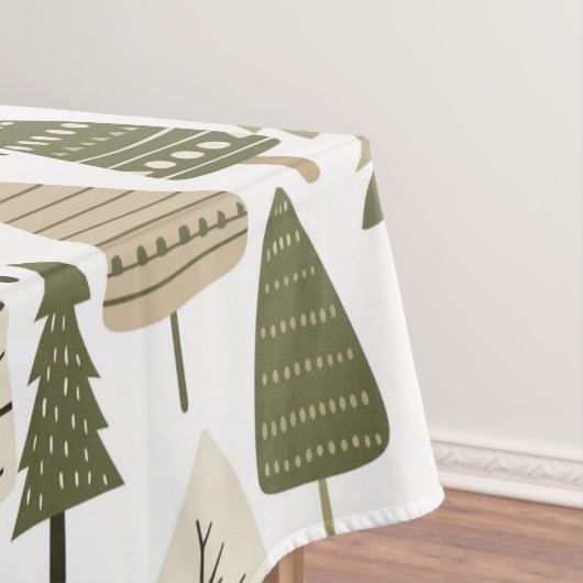 Bruine en groene Kerstbomen Tafelkleed (Voorbeeld)
