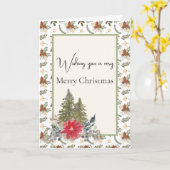 Bruine en Groene Kerstboom Kaart (Gele Bloem)