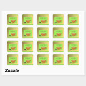 Bruine en groene koffiebord vierkante sticker (Vel)