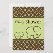Bruine en groene olifanten en diamanten Baby showe Kaart (Voorkant)