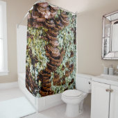 Bruine en groene paddestoel douchegordijn (In situ)