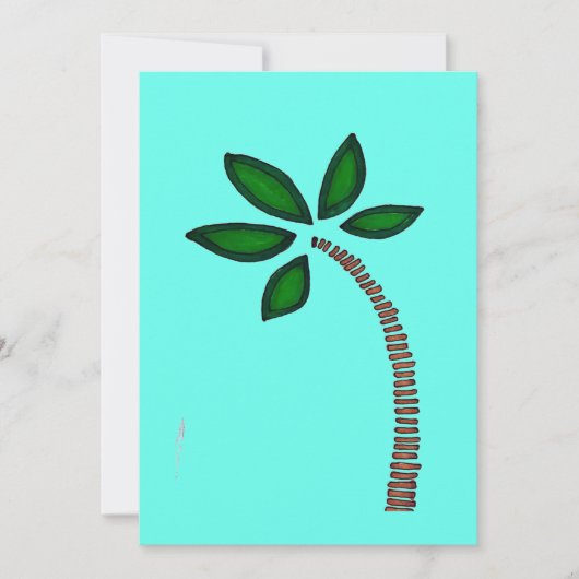 Bruine en groene palmboom tekening feestdagenkaart (Voorkant)