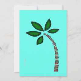 Bruine en groene palmboom tekening feestdagenkaart