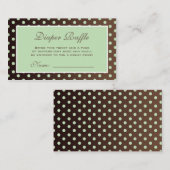 Bruine en groene Polka Dot Luier Raffle Ticket Informatiekaartje (Voorkant / Achterkant)