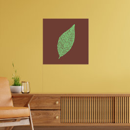 Bruine en groene skeletblaadje lijnkunst poster