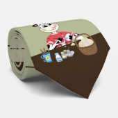 Bruine en groene strepen Paascartoon stropdas (Opgerold)